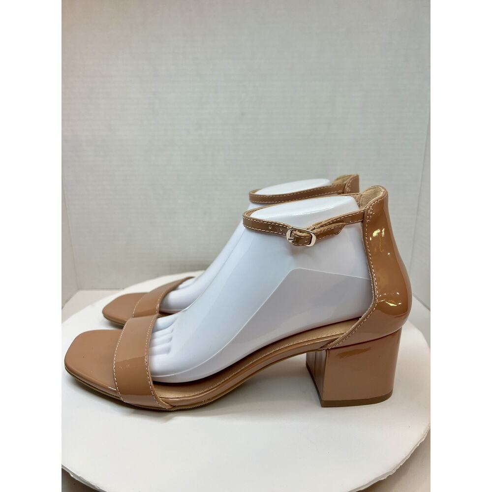 Madden Girl Ileana Womens Size 10M Caramel Brown Shiny Block Heels Shoes Sandals
